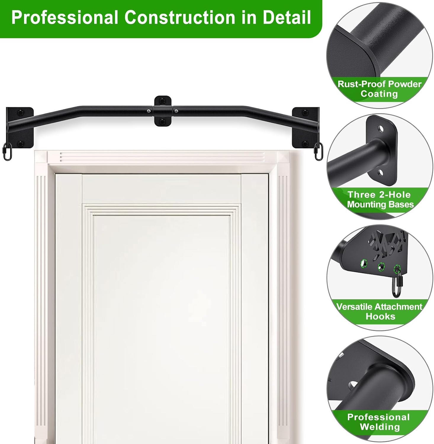 32"/36" Wall Mount Pull Up Bar Joist Mount Chin Up Bar for Doorway | Heavy Duty Steel Construction Support 450 lb