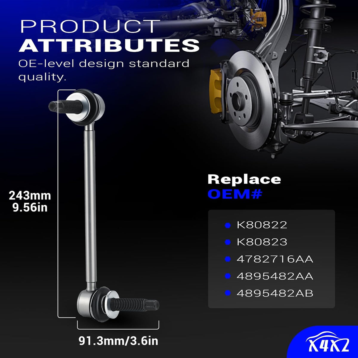 K80822 K80823 Zinc-Nickel Alloy Stabilizer Sway Bar Link for Dodge Chrysler