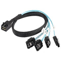 XMSJSIY HD Mini SAS SFF-8643 to SATA Cable, SFF-8643 Host to 4X SATA
