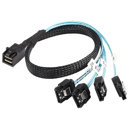 XMSJSIY HD Mini SAS SFF-8643 to SATA Cable, SFF-8643 Host to 4X SATA