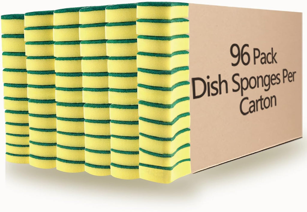 Kitchen Cleaning Sponges,96 Pack Eco Non-Scratch for Dish,Scrub Sponges.