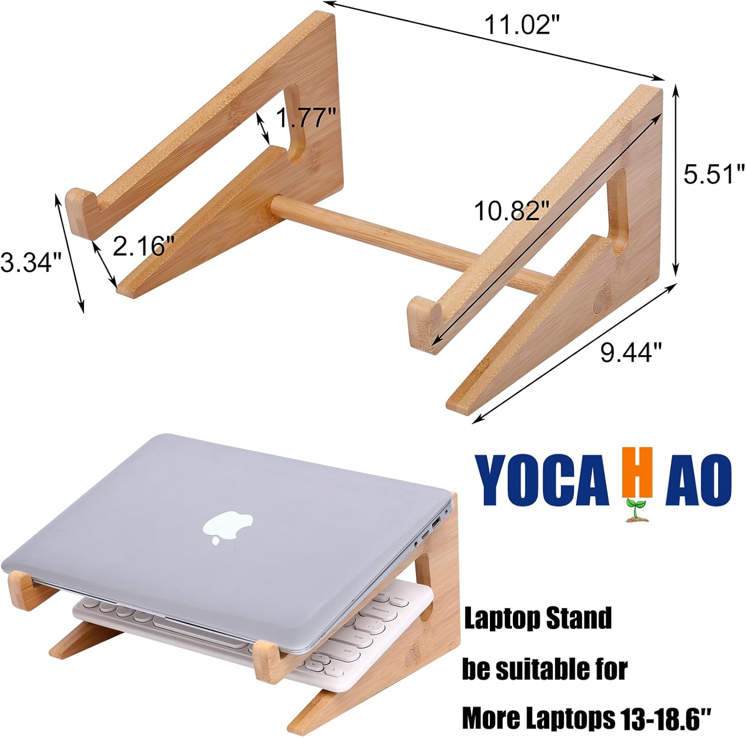 Wooden Laptop Stand Vertical Laptop for 13-18.6in Bamboo Stand for Desk,Laptop Stand Compatible with MacBook Air