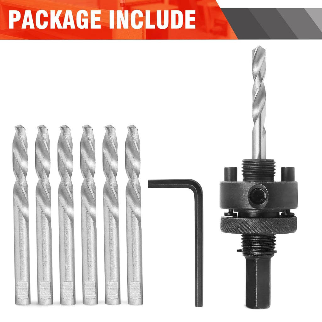 Heavy Duty Hole Saw Arbor with 5pcs Center Drill Bits