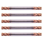 5 Pack 3/16" 4 Flute Double End Solid Carbide Square End Mill, TiSiN Coated
