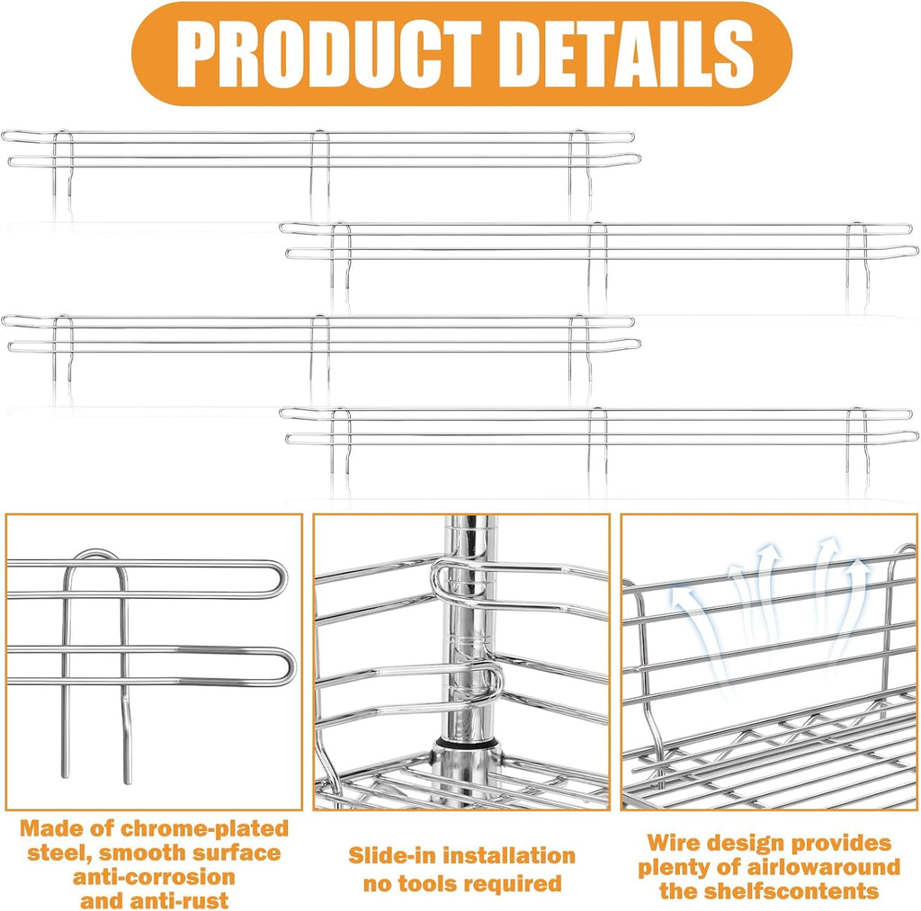 6 Pcs Silver Chrome Wire Shelf Ledge, 48" L x 4" H