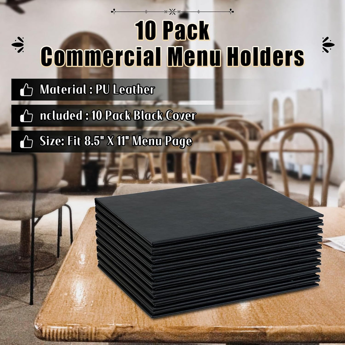 Restaurant Menu Cover Holders, Coffee (10, 2 View (8.5"x11"))