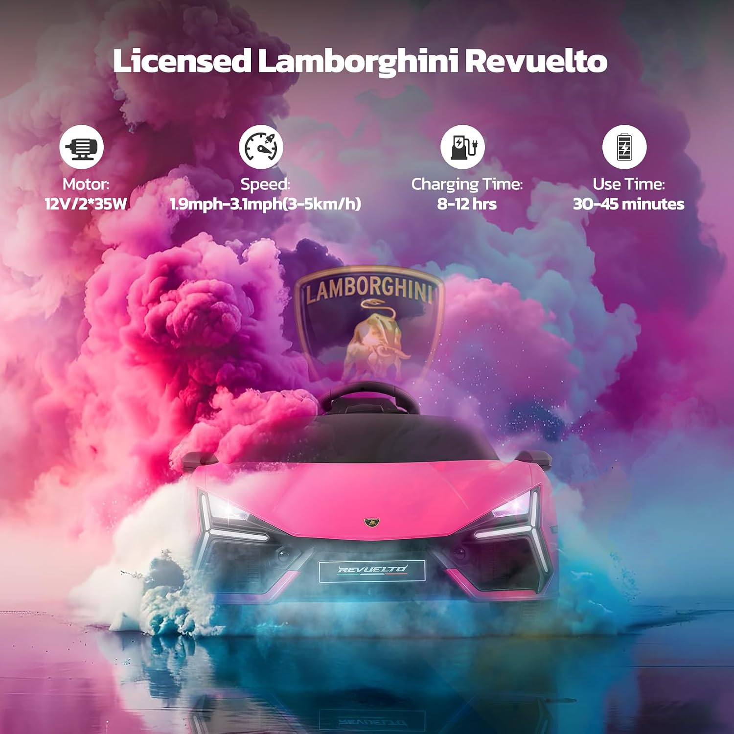 Licensed Lamborghini Car for Kids to Drive with Scissor Door,Toddler Ride on Toys with Remote Control,12V Battery Car