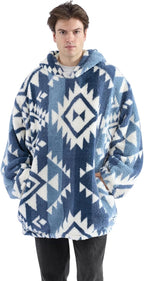 Coleman Oversize Wearable Blanket Hoodie, Sherpa Lined with Pockets, Blue