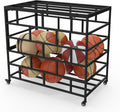Ball Storage Cart, Lockable Rolling Basketball Storage Bin | Ball Organizer with Wheels, Secure Sports Exercise Ball