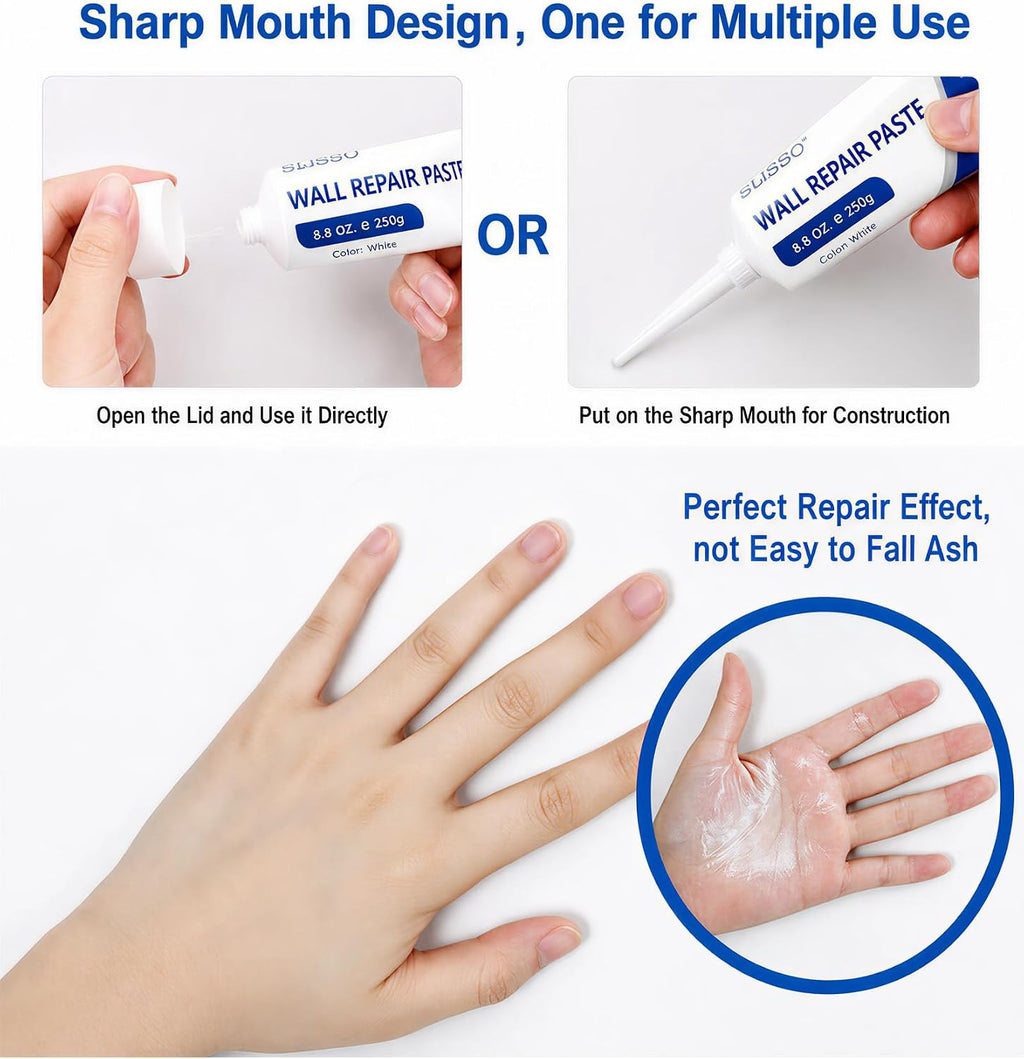 Drywall Repair Kit, Wall Mending Agent, White Spackle Putty Wall Repair Paste Plaster Tube, Patch Repair Kit for Wall