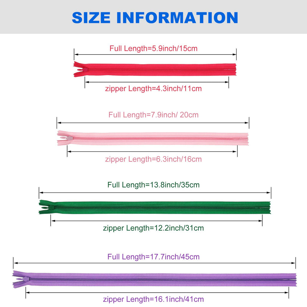 200 Pcs Nylon Invisible Zippers, 25 Assorted Colors