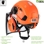 Forestry Chainsaw Safety Helmet with Mesh Face Shield Built-in Visor and Earmuffs 5 in 1 System Vented Arborist