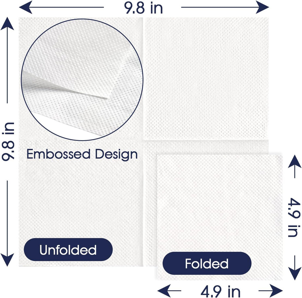 Disposable Paper Napkins, 1-Ply 4.9x4.9 Folded, 2000 Count, White