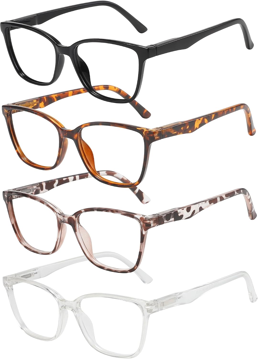 4 Pack Blue Light Blocking Reading Glasses,Readers for Women and Men | Spring Hinges,Lightweight,No Head