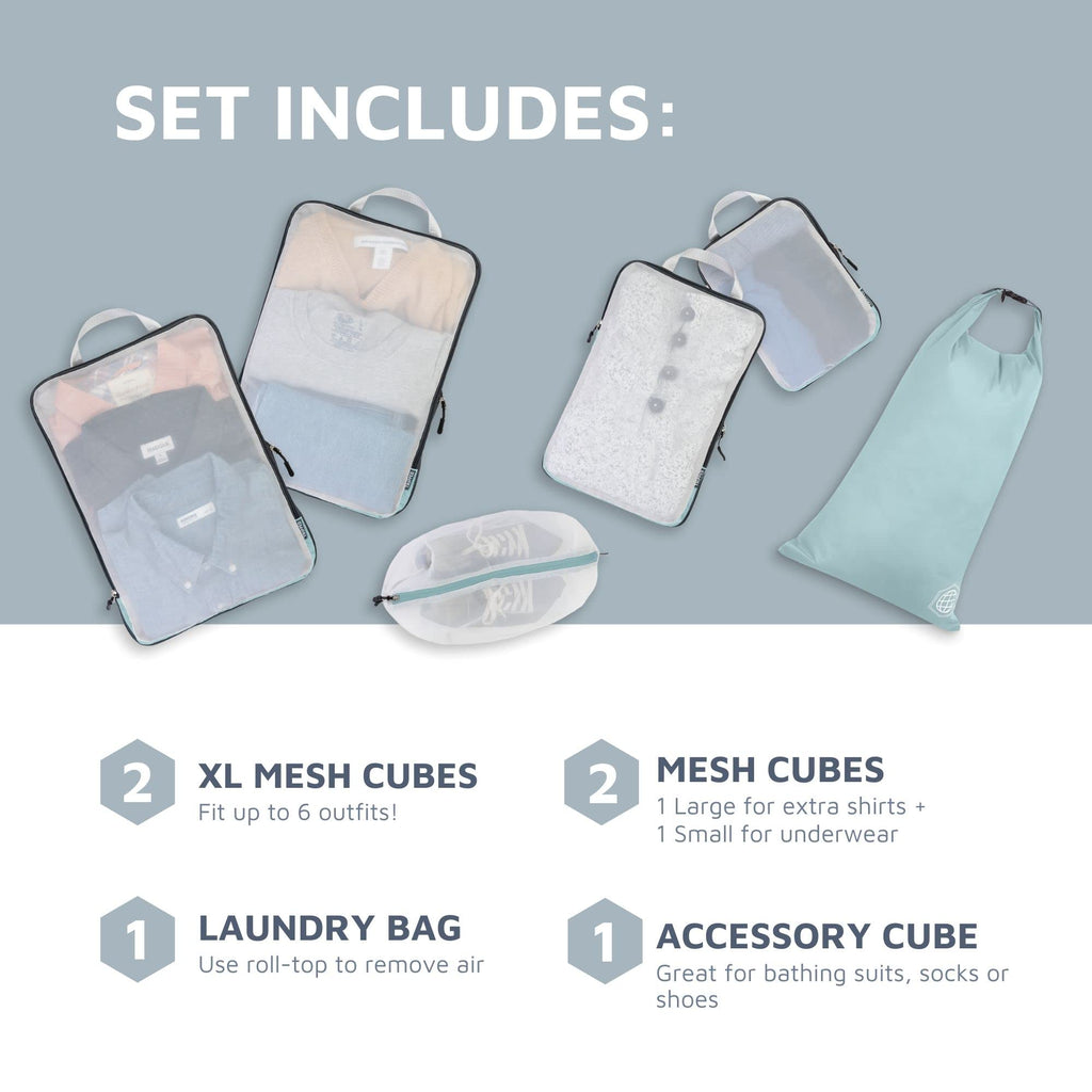 Large Compression Packing Cubes with Mesh 6-Piece Set
