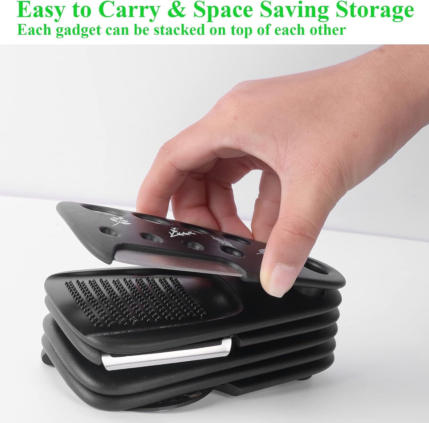 Kitchen Gadgets Set 6 Pieces, Space Saving Cooking Tools Kitchen Accessories-Garlic Grinder, Cheese Grater, Vegetable