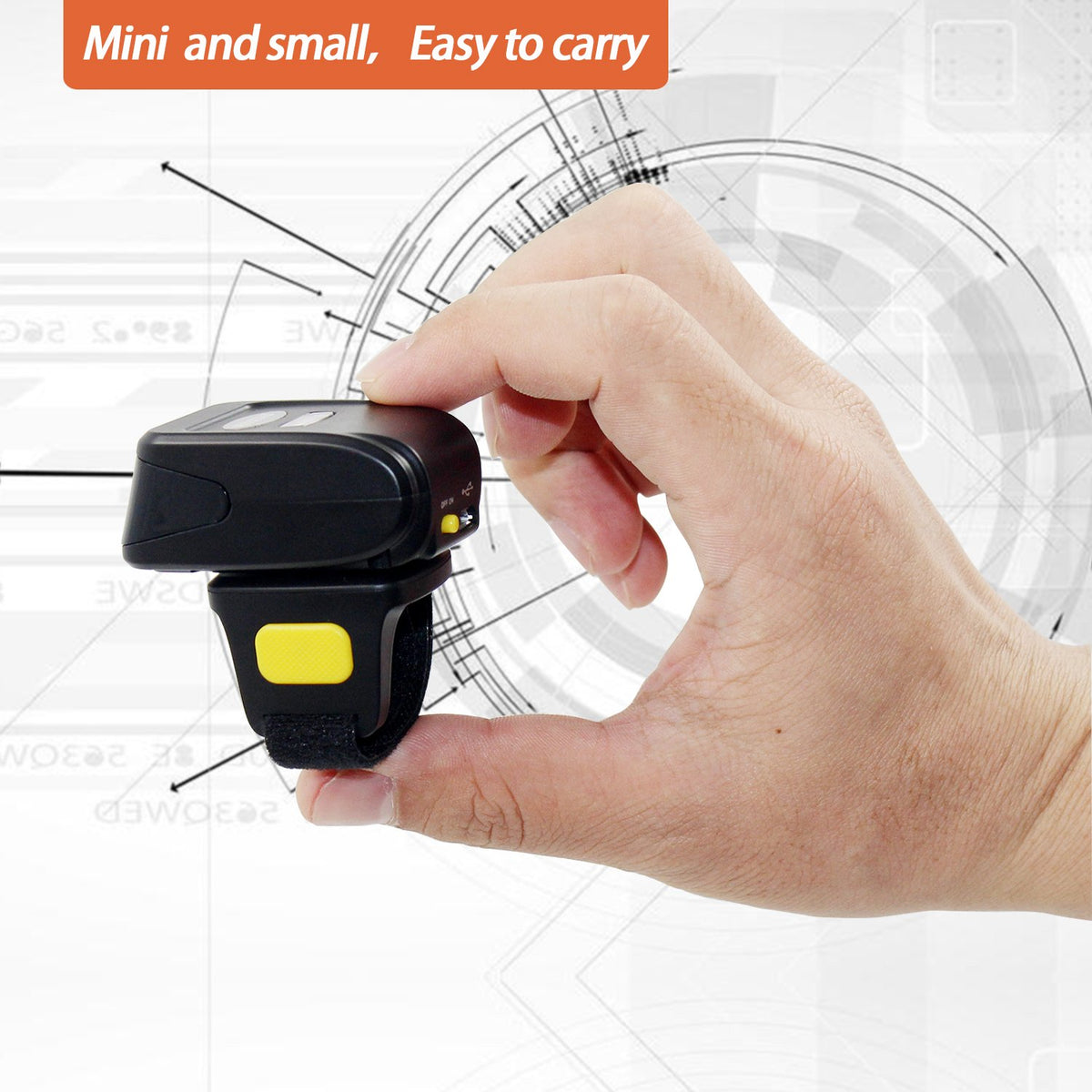Bluetooth Ring 1D 2D QR Barcode Scanner,Wearable Wireless Finger Mini Bar Code Reader Scanner Compatible for Windows