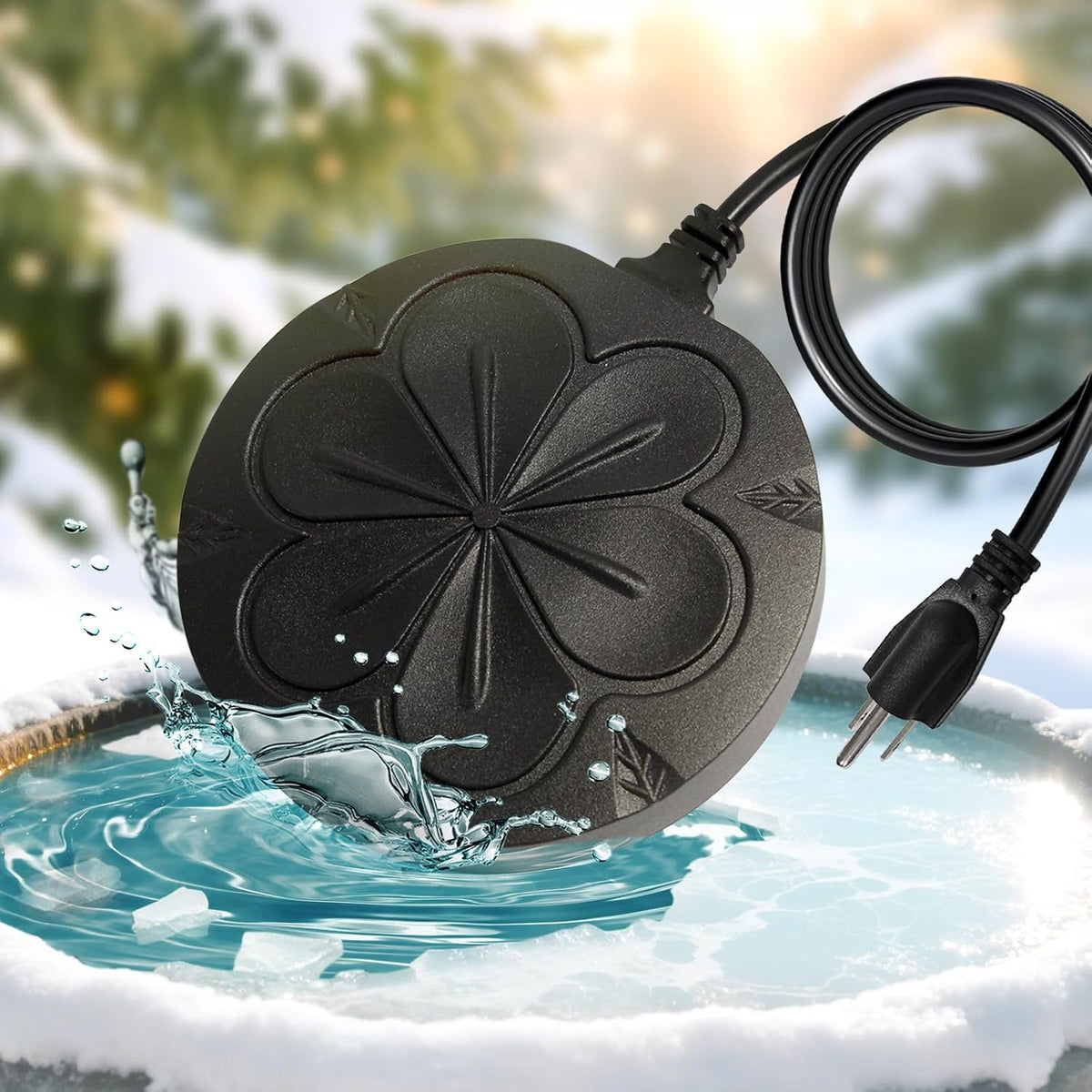 110W Bird Bath Heater for Outdoors in Winter, Submergible Cast Aluminum Chicken Water Heater with Thermostatically