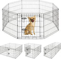 Foldable Outdoor/Indoor Pet Playpen with Gate, Available in 24 Inch Height Metal Portable Kennel, Heavy-Duty Exercise