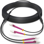100ft Armored OM4 LC to LC Fiber Patch Cable Multimode Duplex, LSZH Black