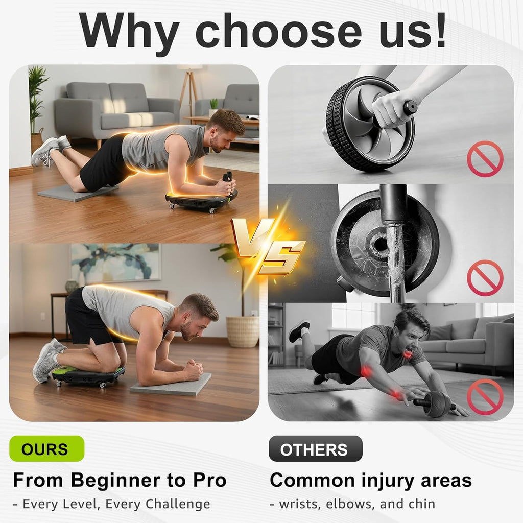 Upgrade Ab Roller Wheel Detachable Abdominal Wheel With 360° for Core Workout, Multi-Directional Abs Roller Board For