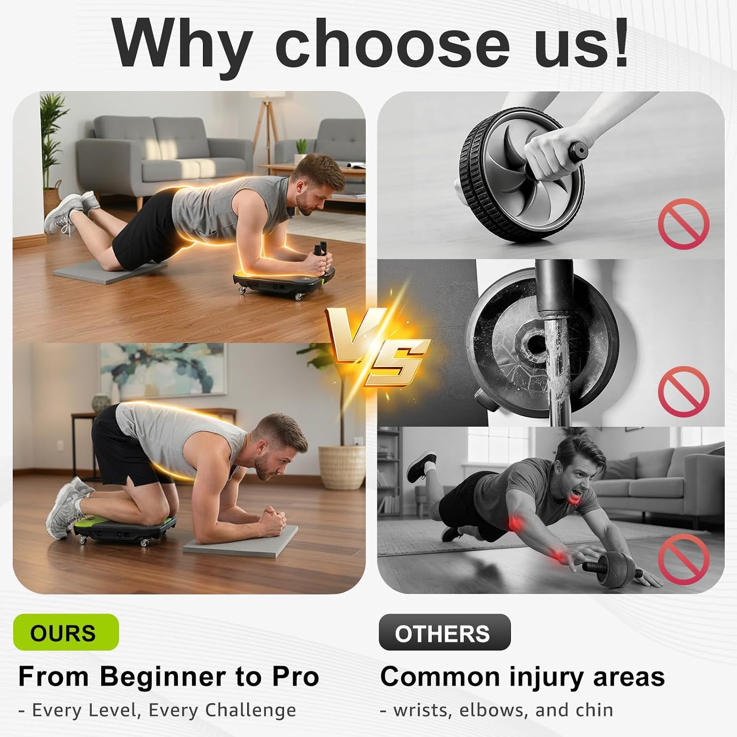 Upgrade Ab Roller Wheel Detachable Abdominal Wheel With 360° for Core Workout, Multi-Directional Abs Roller Board For