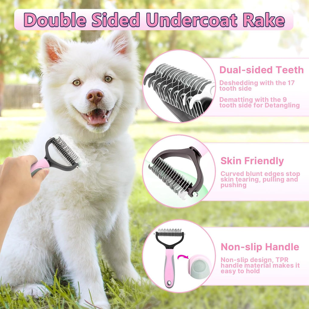 Dog Brush Grooming Kit 6PCS Dog Brush for Shedding-Dogs Brushes for Grooming, Dematting Comb for Dogs, Nail Clipper