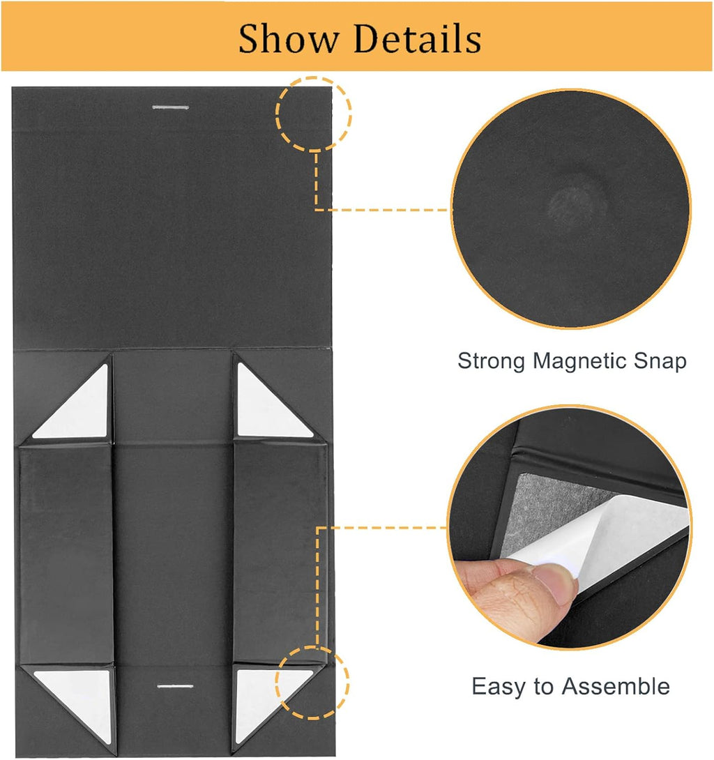 10.5"x7.5"x3.1" Black Magnetic Gift Box with Lid for Presents