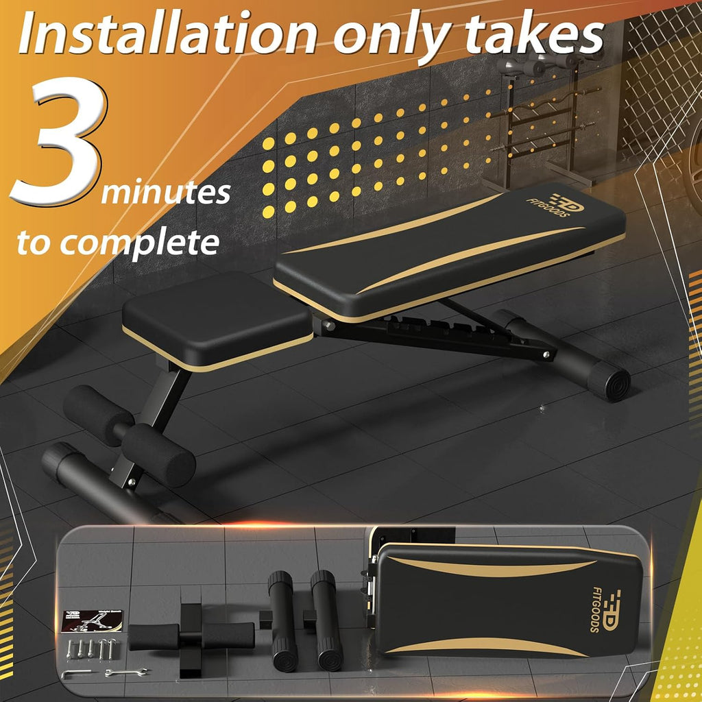 Adjustable Weight Bench - Heavy-Duty Foldable Workout Bench for Home Gym, 660 LBS Capacity, Incline & Decline