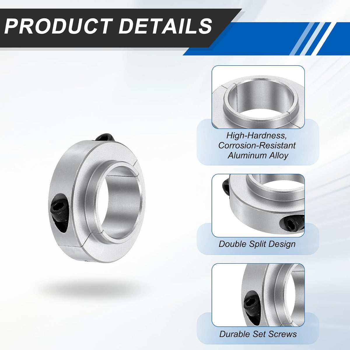 MECCANIXITY Shaft Collar 1-3/8" Bore Axle Collars Locking Ring Silver