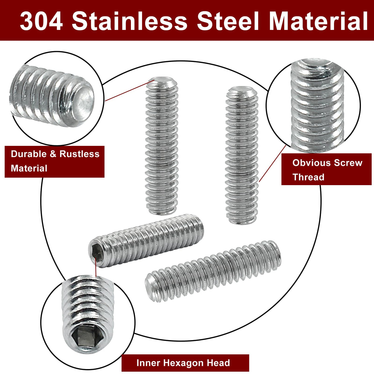 LifCratms 1/4-20 x 1 inch Hexagon Socket Set Screws, 25 Pcs