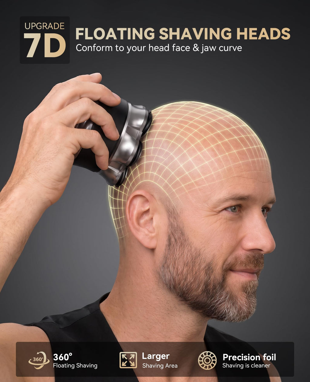 Head Shavers for Bald Men,Waterproof Electric Razor with 7DFloating