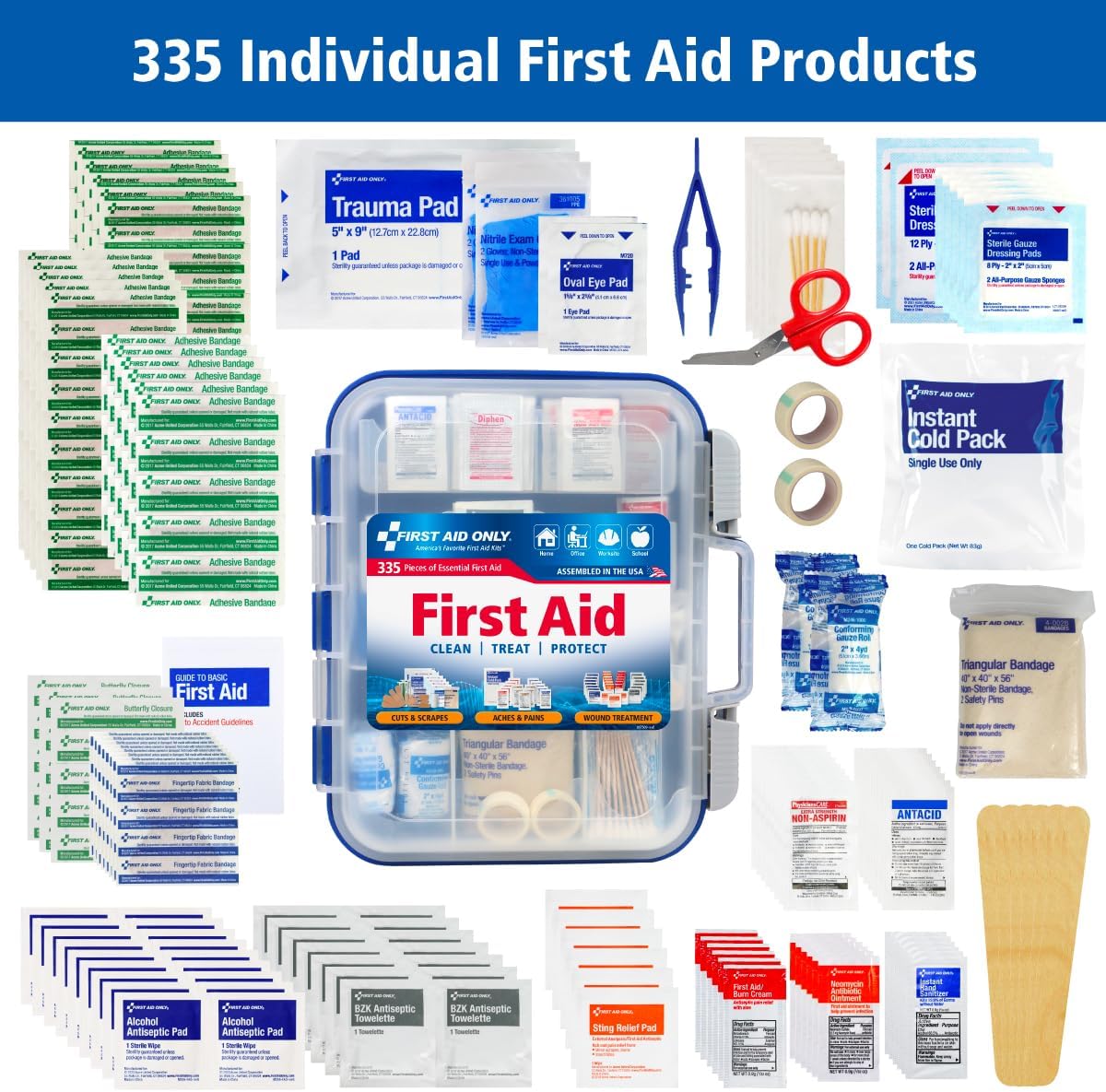 91247 OSHA-Compliant First Aid Kit, All-Purpose 100-Person Emergency First Aid Kit for Business, Worksite, Home, and