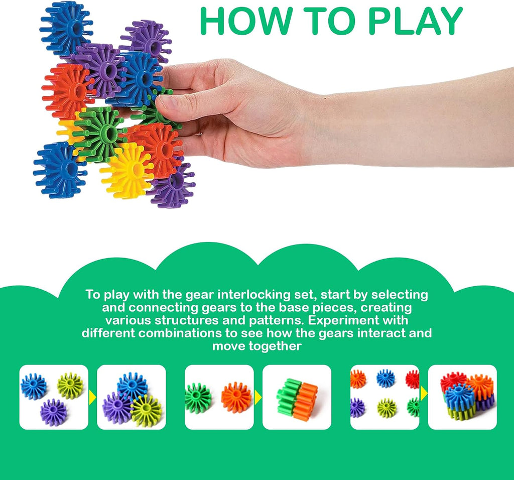 STEM Building Blocks Toys for Kids – Educational and Safe Gear Interlocking Construction Playset – Develop Creativity