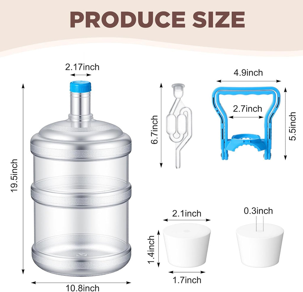 5 Gallon Plastic Fermentation Carboy with Drilled and Undrilled Silicone Stoppers Airlock Handle and Brush Wine