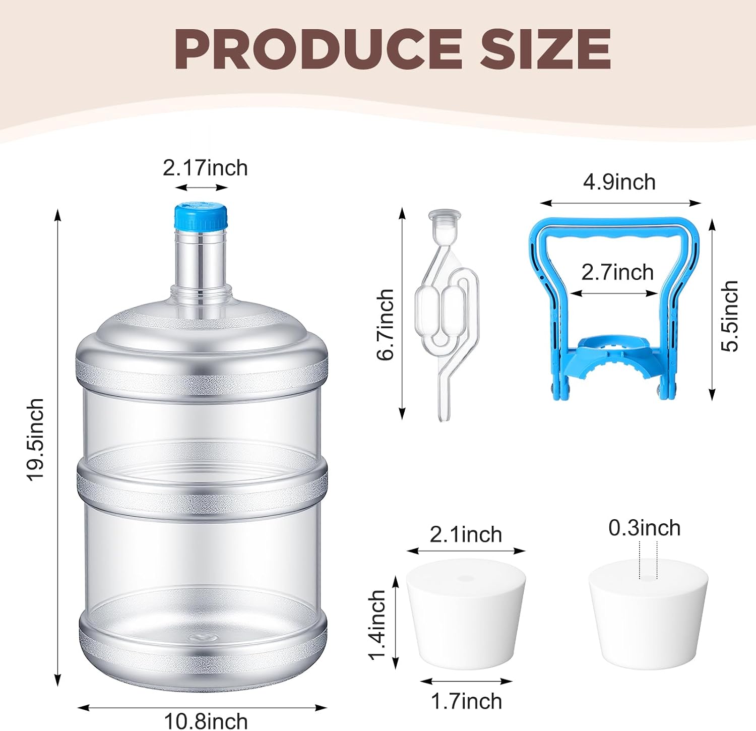 5 Gallon Plastic Fermentation Carboy with Drilled and Undrilled Silicone Stoppers Airlock Handle and Brush Wine