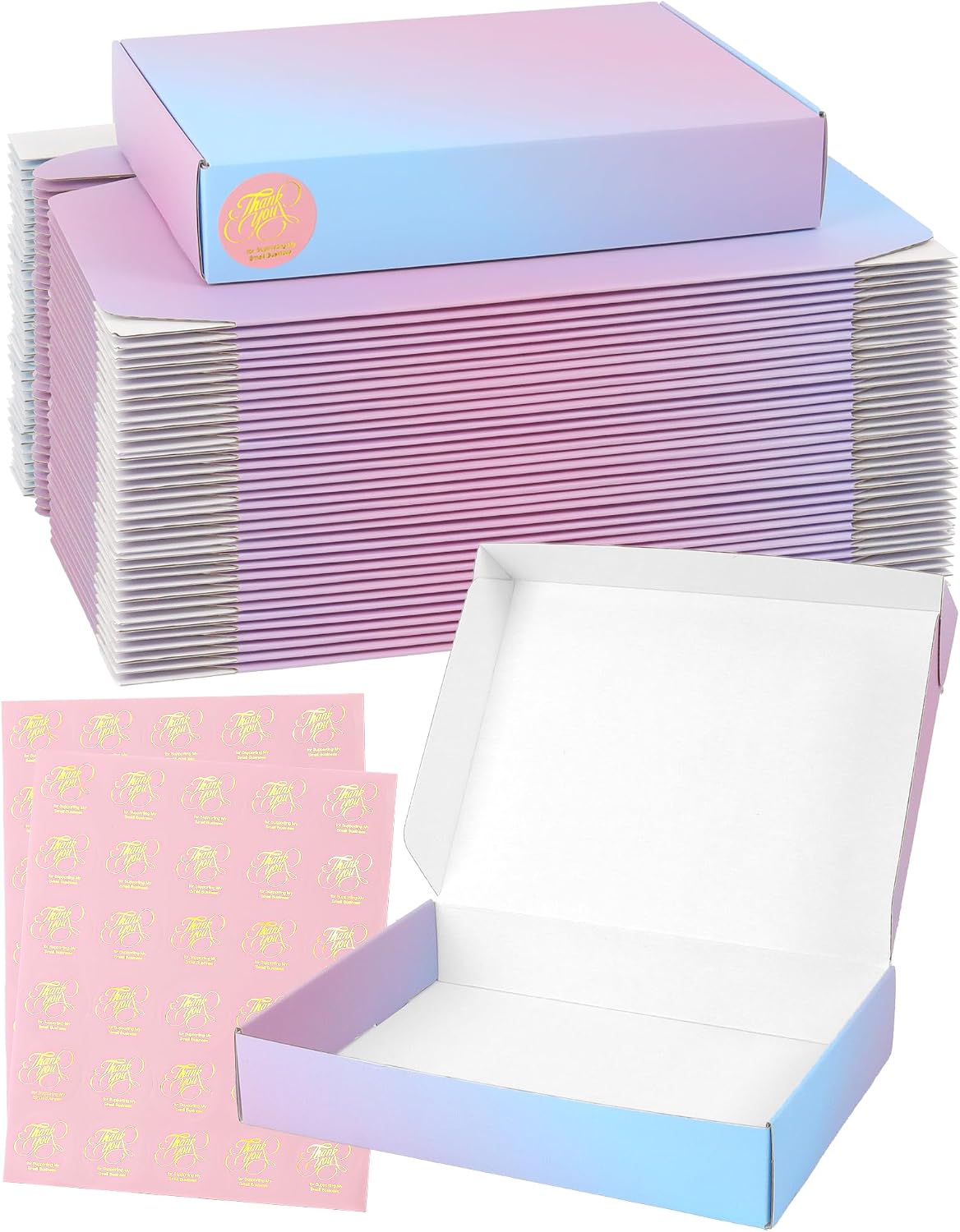 11x8x2 Inch Shipping Boxes 40 Pack, Purple Gradient Mailer Packaging Box, Corrugated Cardboard Boxes for Gift Small
