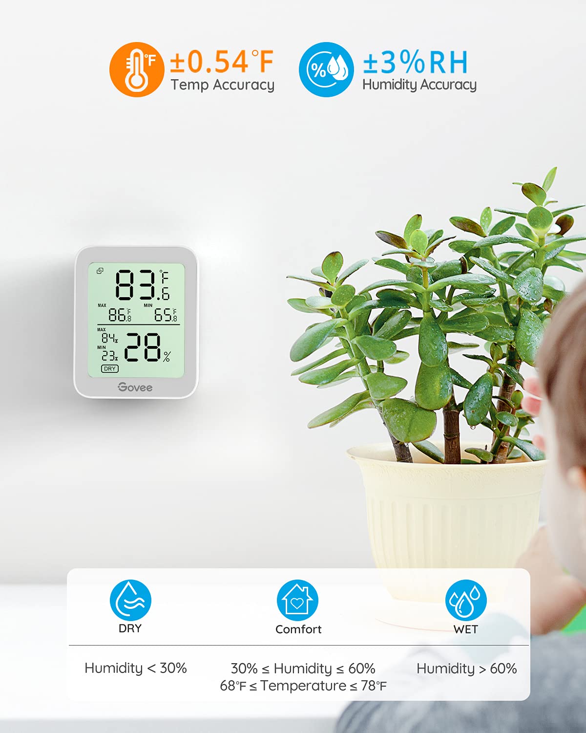 Govee Indoor Hygrometer Thermometer 2Pack H5075 with Bluetooth App Control