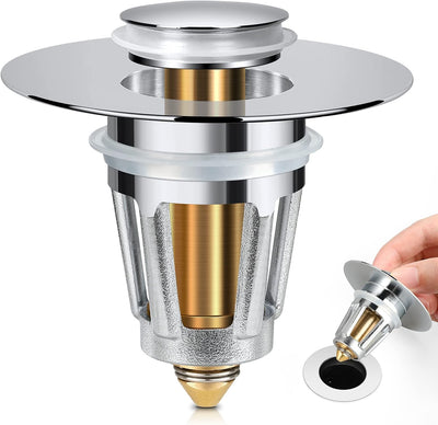 Universal Bathroom Sink Stopper, for 1.1-1.5 Inch Bullet Core Push Type Basin Pop Up Drain Filter, Bathtub Converter
