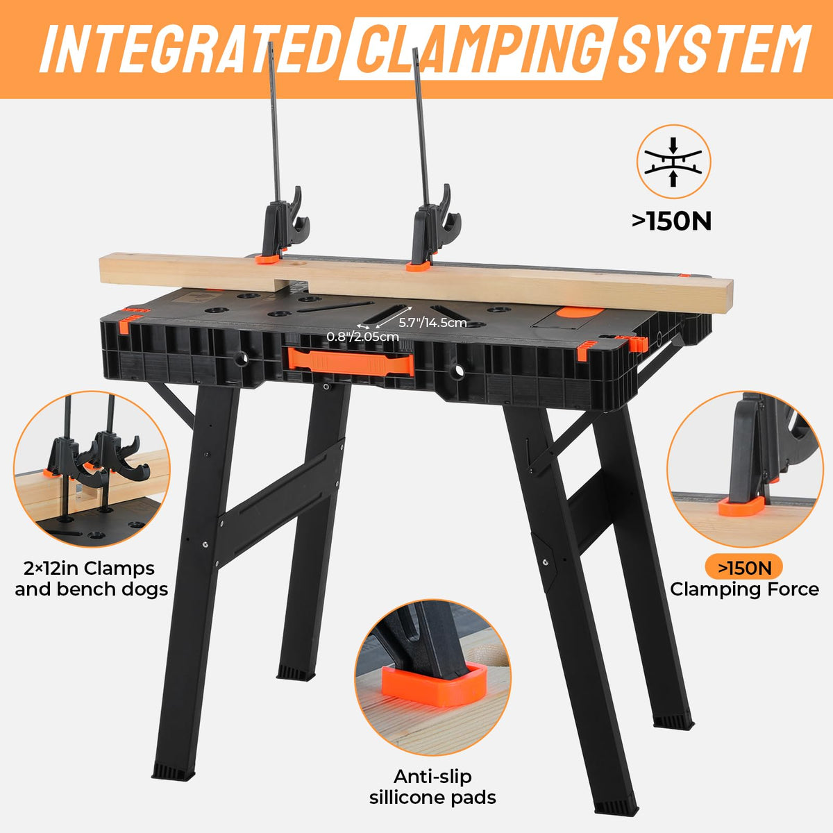 2-Pack Portable Folding Work Tables, 330 lb Each