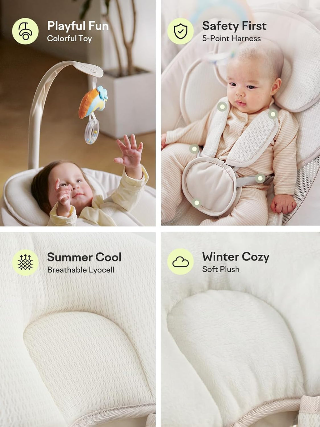 Baby Swings for Infants, Dual Motion Side-to-Side & Front-to-Back | Baby Swing Rocker with 5 Speeds and Built-in