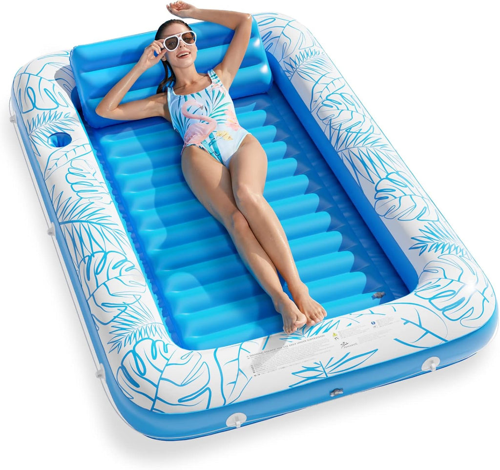Inflatable Tanning Pool Lounger Float - Jasonwell 4 in 1 Sun Tan Tub Sunbathing Pool Lounge Raft Floatie Toys Water
