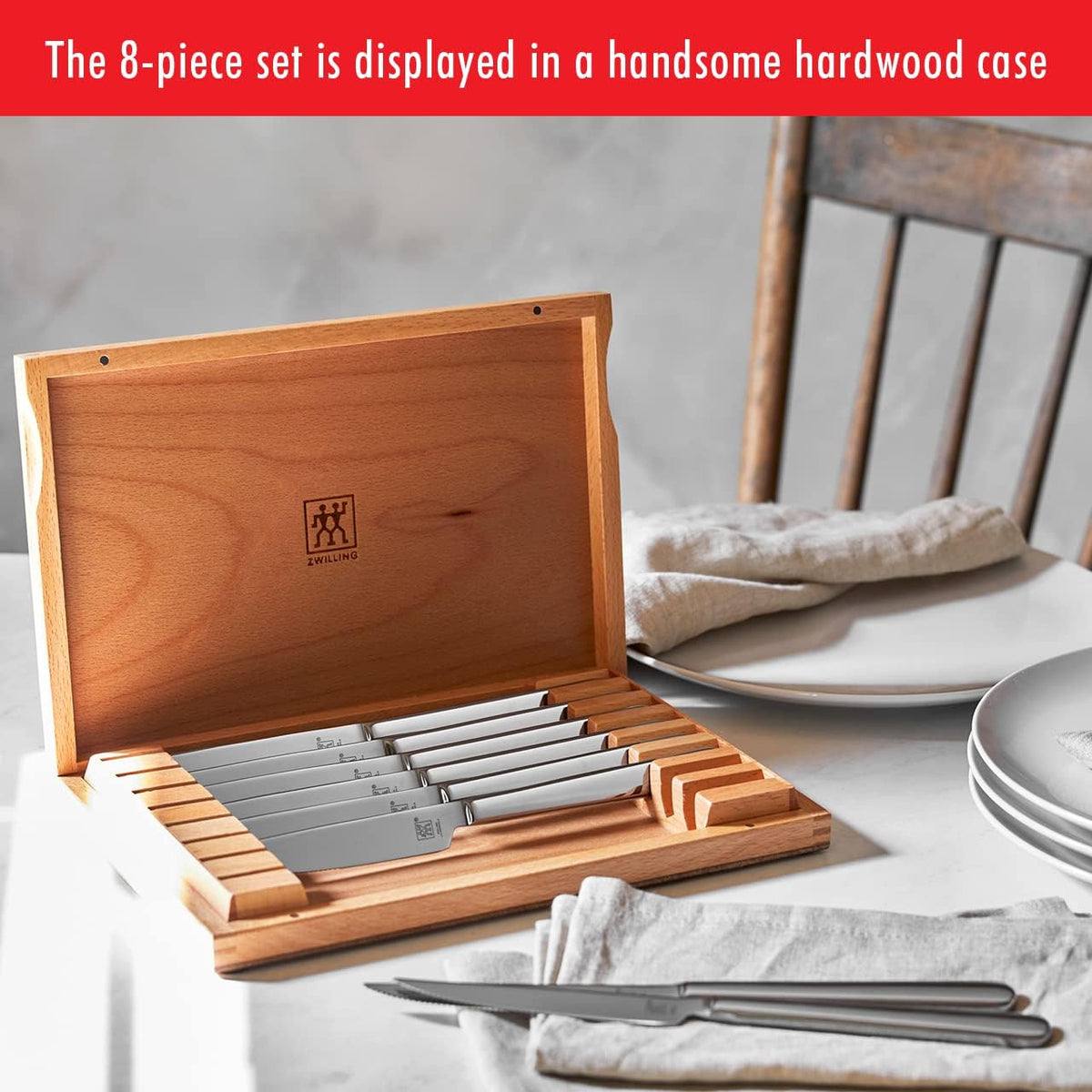 Ultra-Sharp Steak Knives Set of 8 with Wood Gift Box