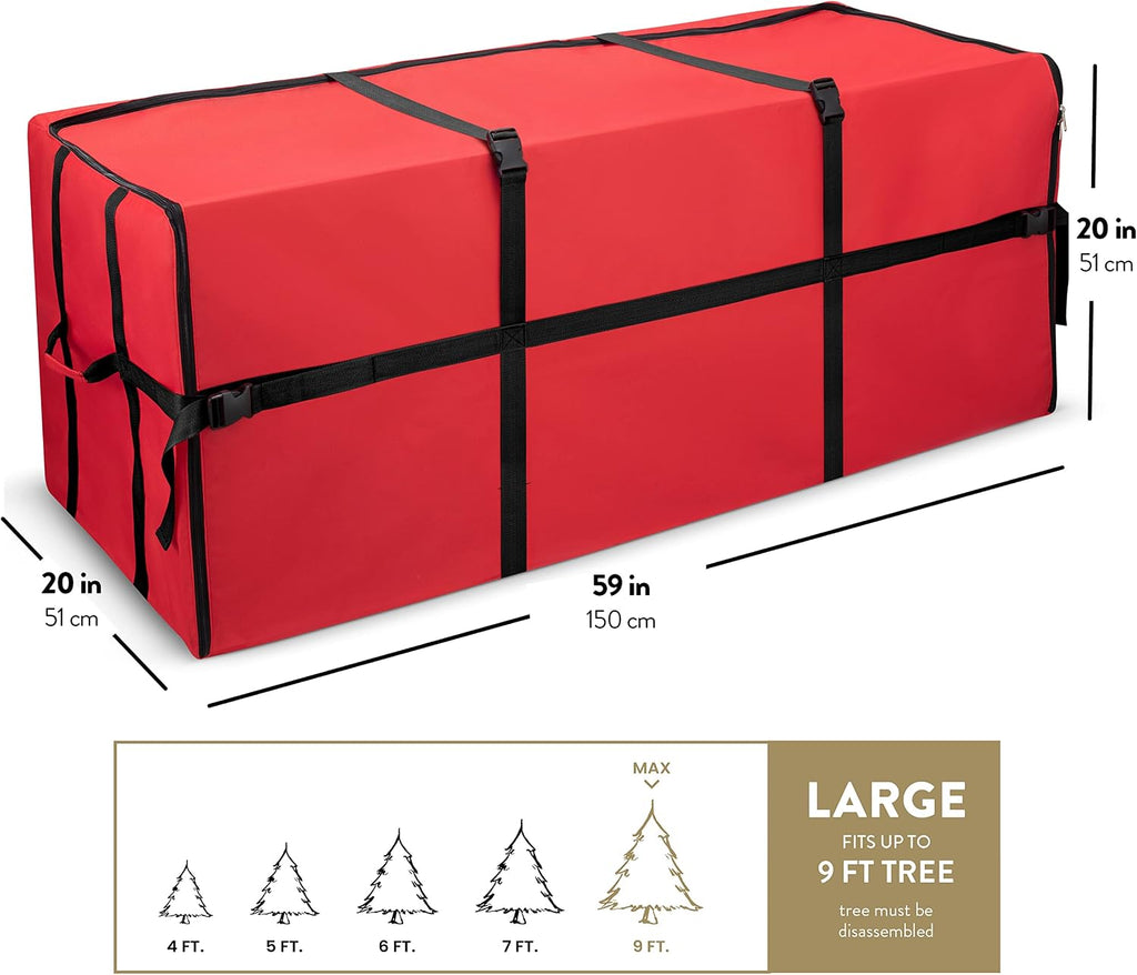 Wide Christmas Tree Storage Bag - Maximum Accessibility - Fits 9 Ft Trees - 600D Oxford Fabric Christmas Tree Bag For