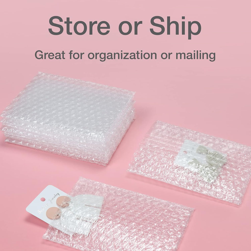 Clear Bubble Pouches, Cushioned Packing and Shipping Bags, Great for Storage or Mailing, Reusable, 4"x 6", 200/box