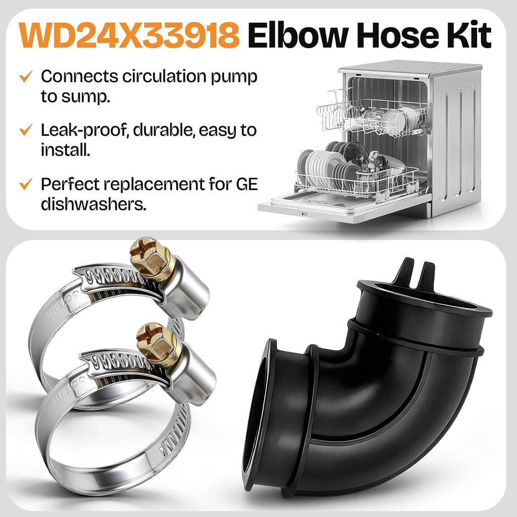 For GE GDT645SYN2FS Dishwasher Elbow Hose and Clamp Kit Replacement
