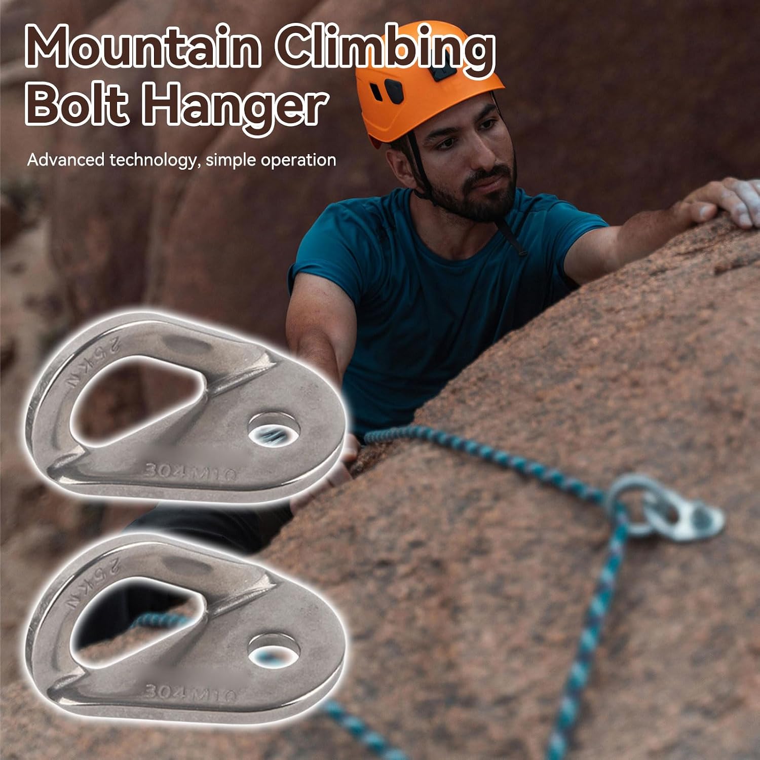 Bolt Hanger, 2Pcs 304 Stainless Steel Bolt Hanger Outdoor Caving Protection Hardware Accessory for Outdoor Mountain