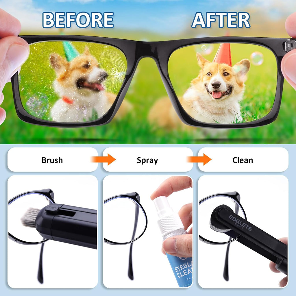 Glasses Cleaner Eyeglass Cleaning Kit, Lens Cleaners Spray with Microfiber Cloth, Portable Glasses Cleaning Kit for