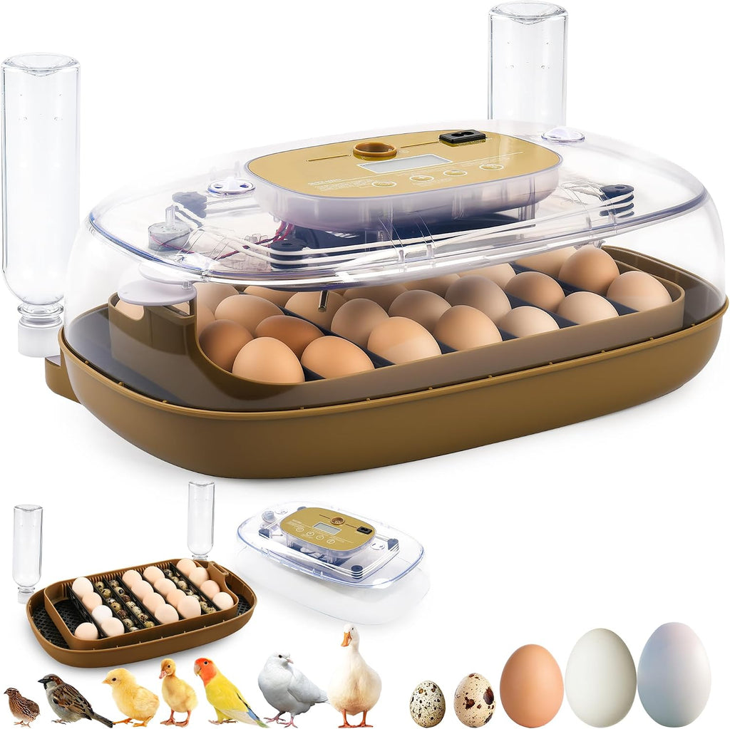 24 Eggs Incubator with Auto Water Refill & Humidity Control, Automatic Egg Turner, Built-in LED Candler, Species