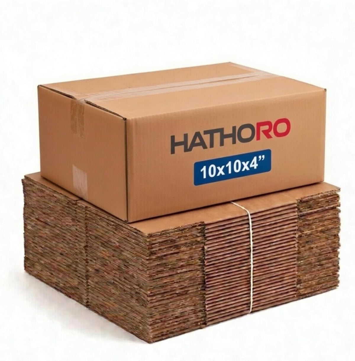 Flat Shipping Boxes 10"L x 10"W x 4"H (25 Pack) | Corrugated Cardboard Single-Wall Small Kraft Boxes for Moving